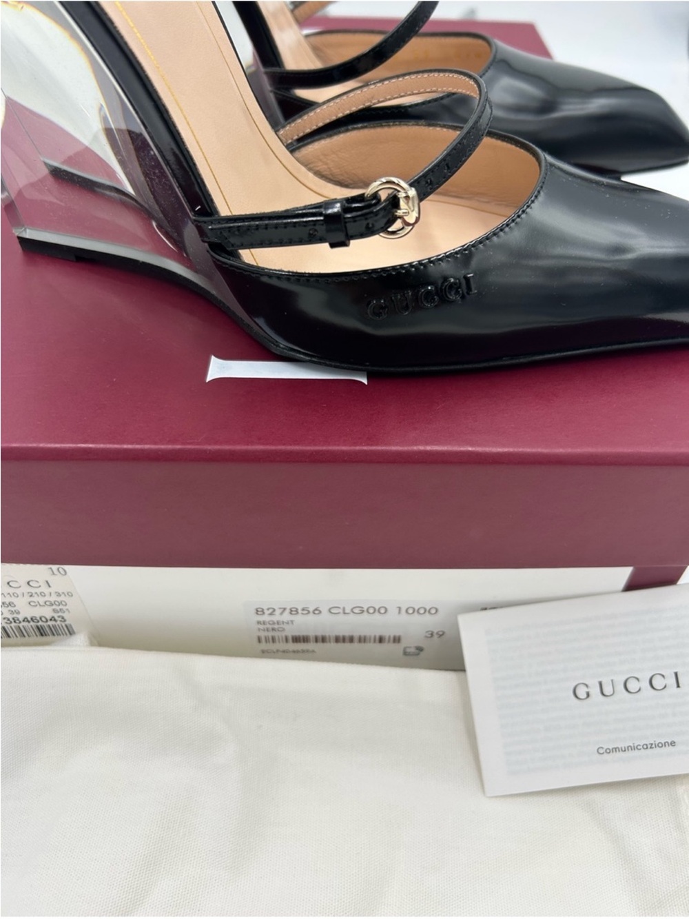 Women’s Gucci CHRISTI patent leather wedge mule size 39 made in Italy - Picture 5 of 13
